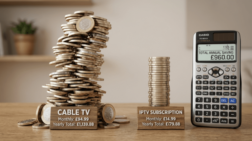 Annual IPTV Subscription savings vs Sky and Virgin