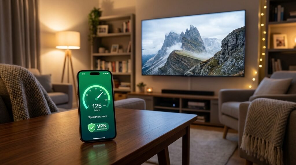 Checking UK internet speed on SpeedNord for a buffer-free iptv smart experience with VPN protection