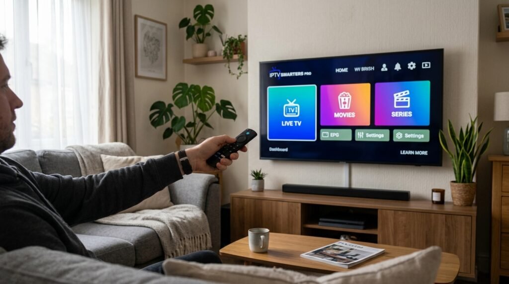 IPTV Smarters Pro dashboard on Firestick UK
