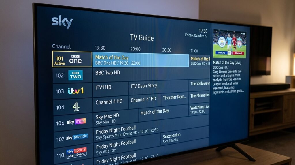 TiviMate UK guide interface on Firestick