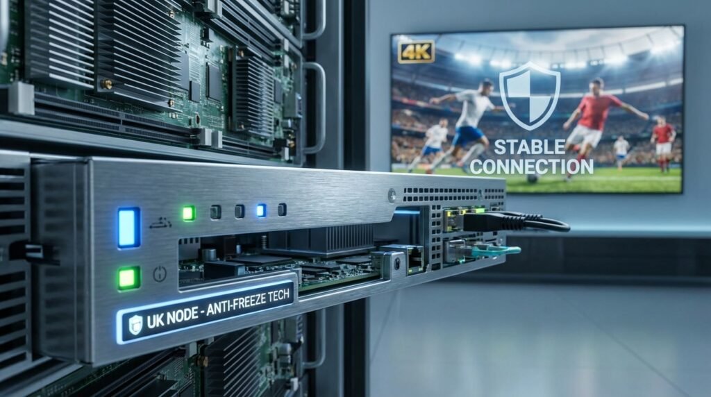 UK-based server nodes providing zero-buffering and anti-freeze technology