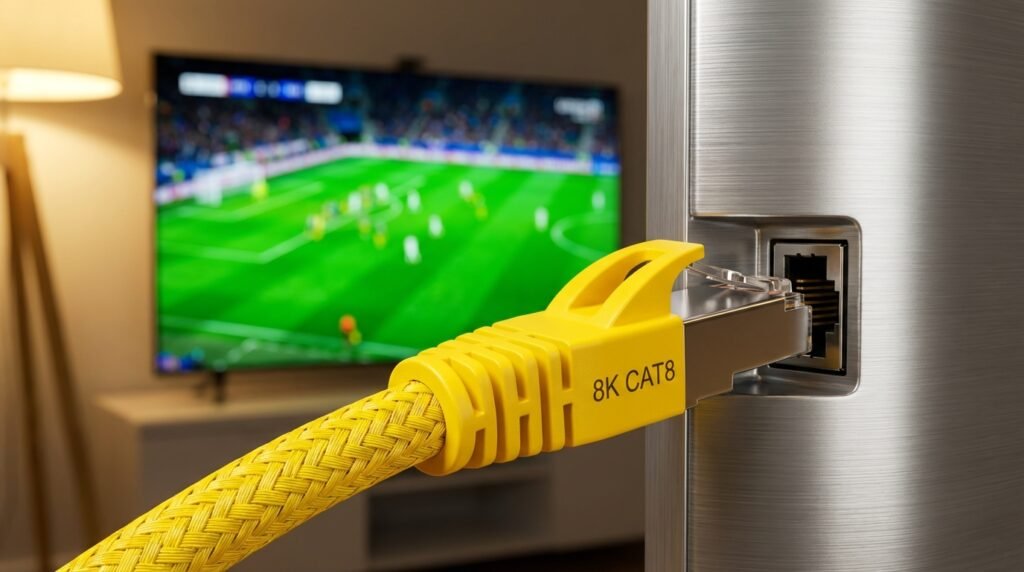 Wired Ethernet connection for stable Best British IPTV streaming with no buffering