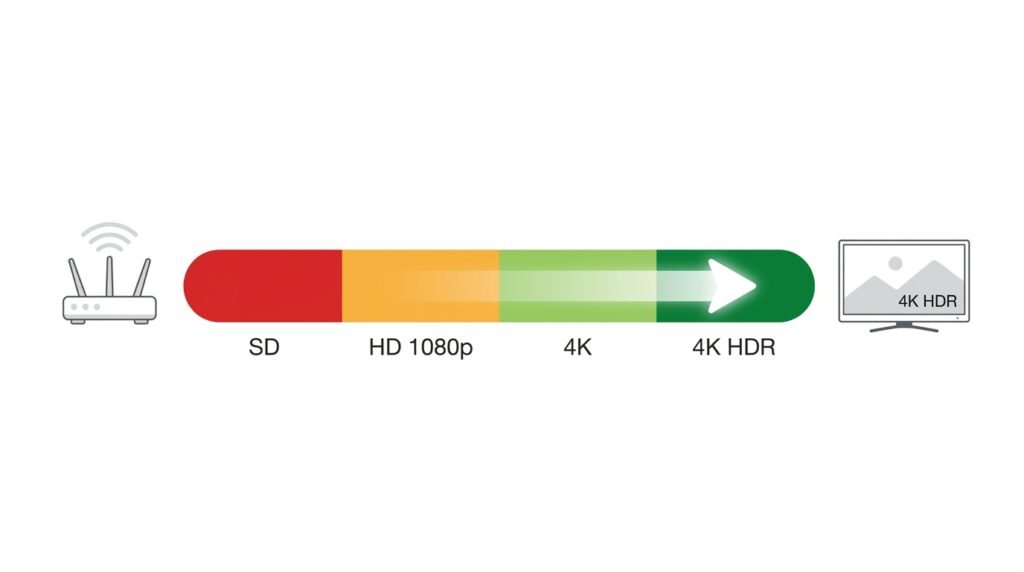 Broadband speed requirements by viewing quality
