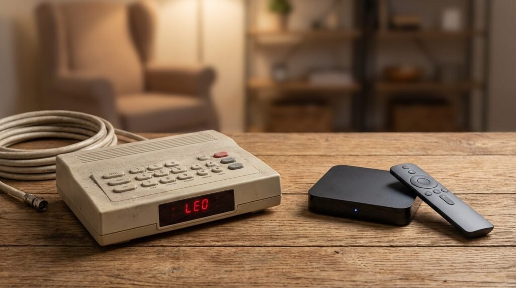 Evolution of television hardware from analog set-top boxes to modern IPTV boxes