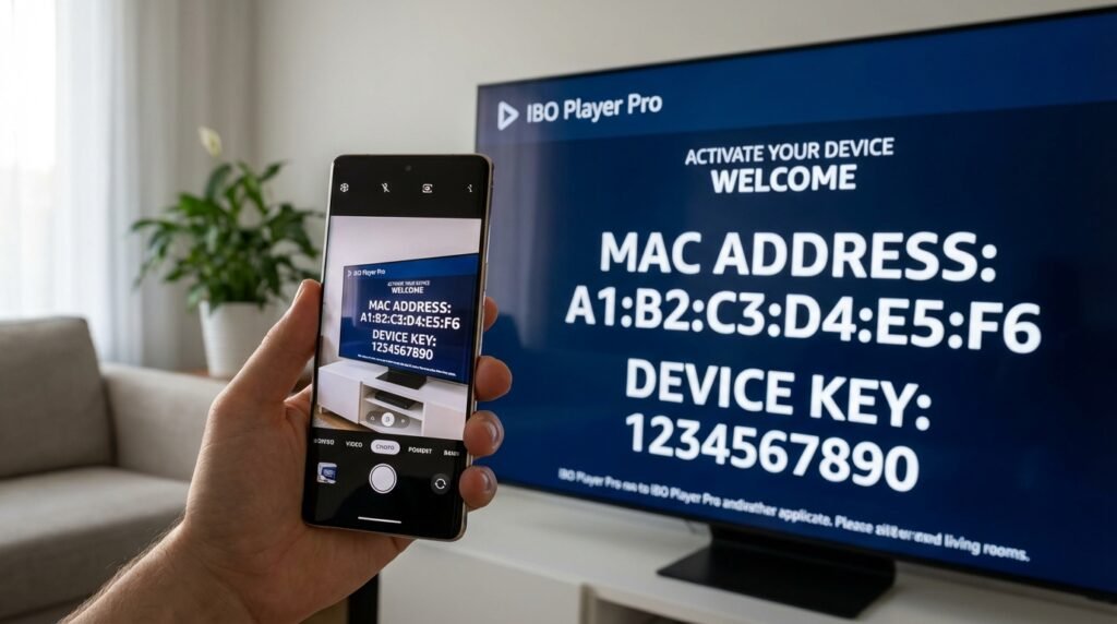Finding the MAC address and device key for IBO Player Pro activation on a smart TV