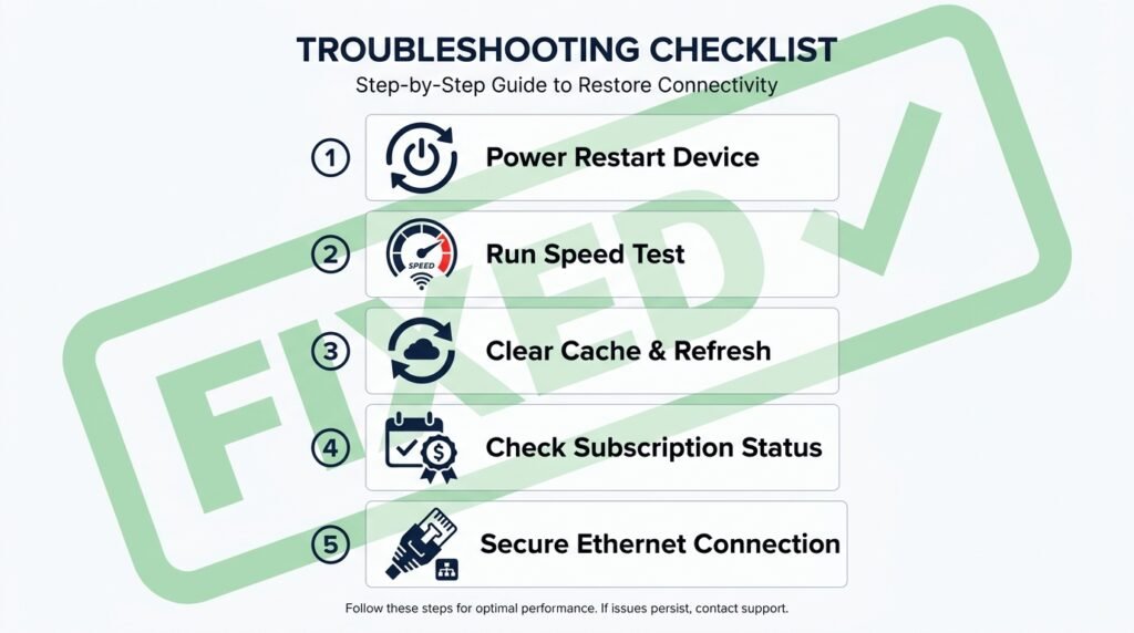 IPTV service provider troubleshooting guide 2026 — 5 steps to fix buffering and authentication errors

