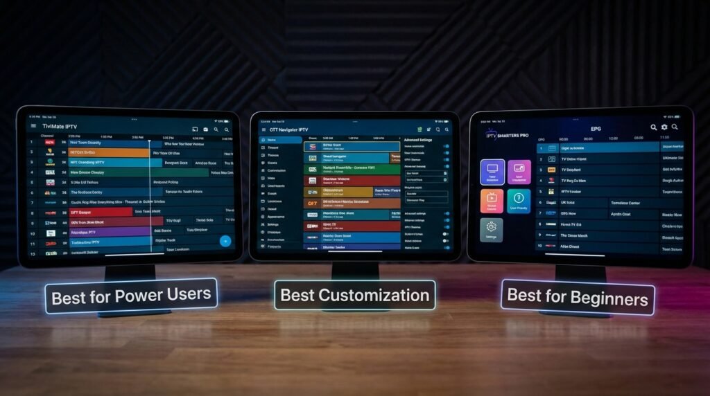 TiviMate vs IPTV Smarters Pro player software comparison for IPTV service