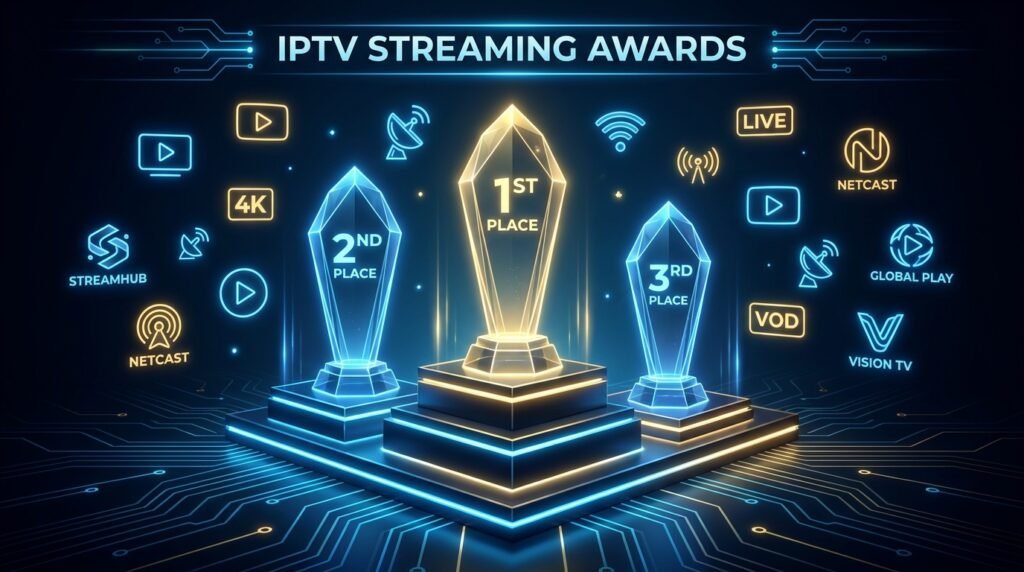 Top 15 best IPTV service 2026 providers ranked on a glowing digital podium