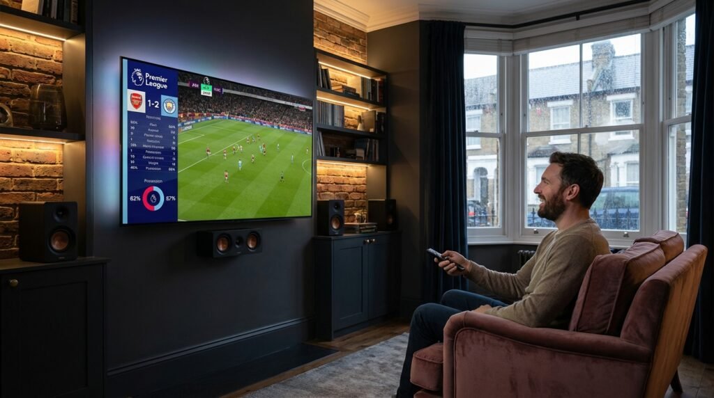 Watching live Premier League with interactive features on a premium IPTV subscription
