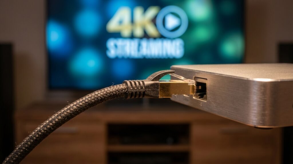 Wired Ethernet connection for the best IPTV box stability and 4K performance